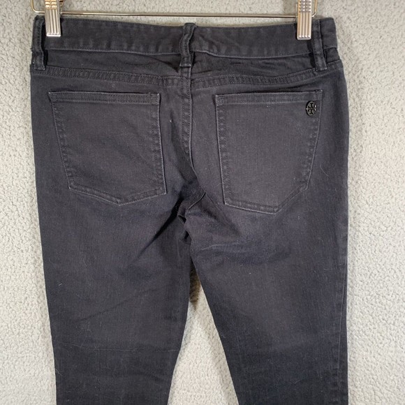 TORY BURCH Super Skinny Jeans Womens 27 Black Denim Cotton Stretch Low Rise - Picture 4 of 10